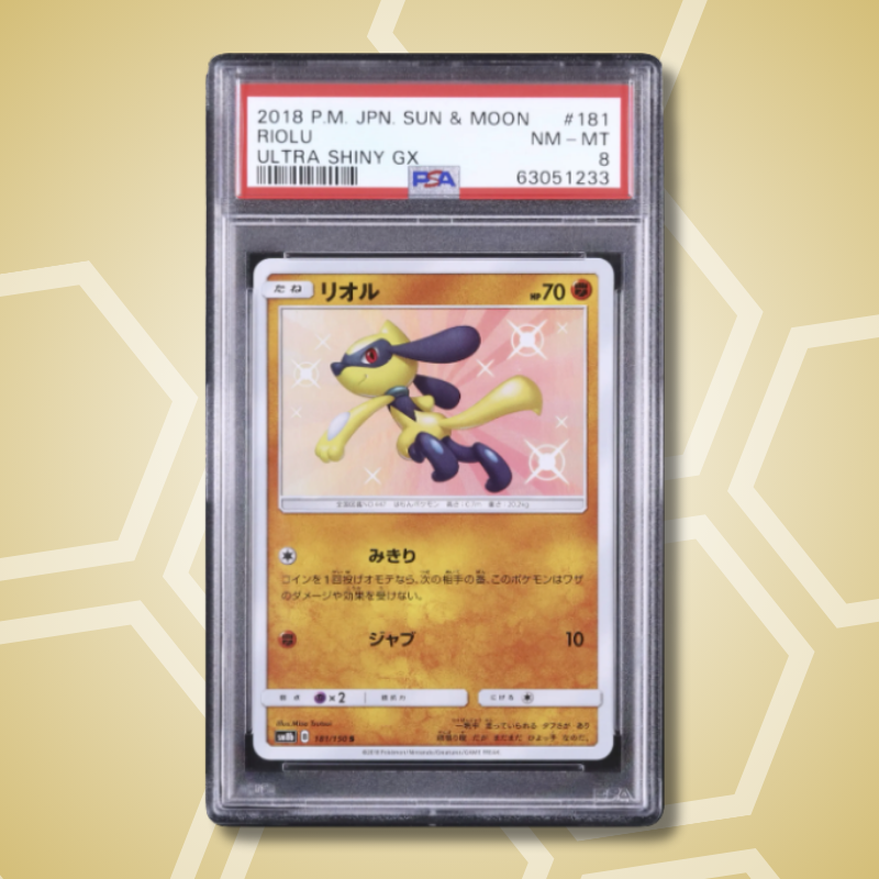 2018 Pokemon Japanese Sun & Moon Ultra Shiny GX #181 Riolu Ultra Shiny GX PSA 8