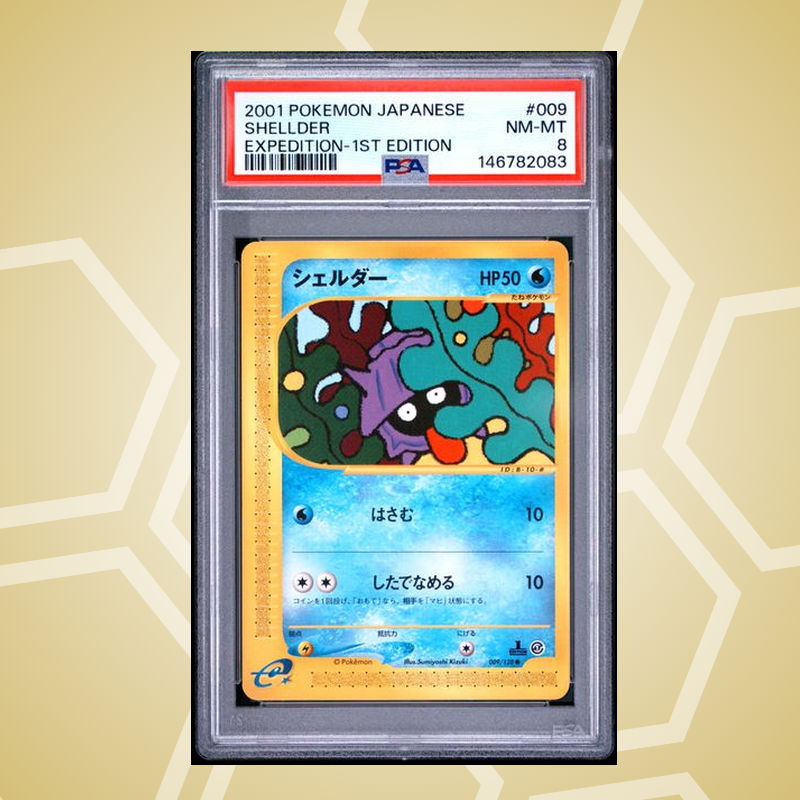 2001 Pokemon Japanese Expedition #009 Shellder Expedition-1St Edition PSA 8