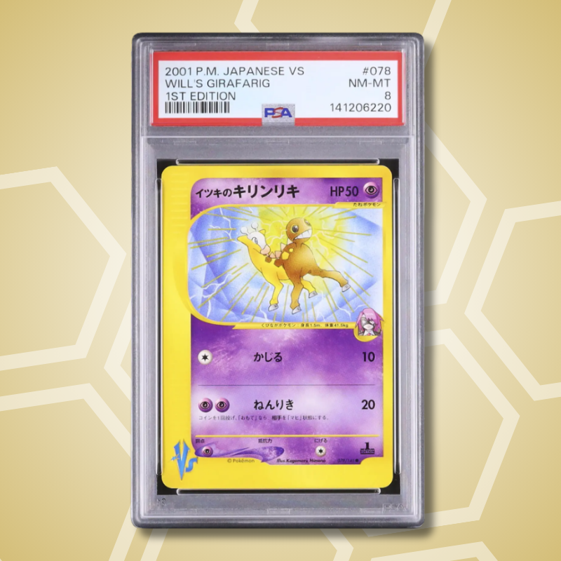 2001 Pokemon Japanese Will's Girafarig Common 1st Edition Fighting & Psychic Half Deck #078 PSA 8