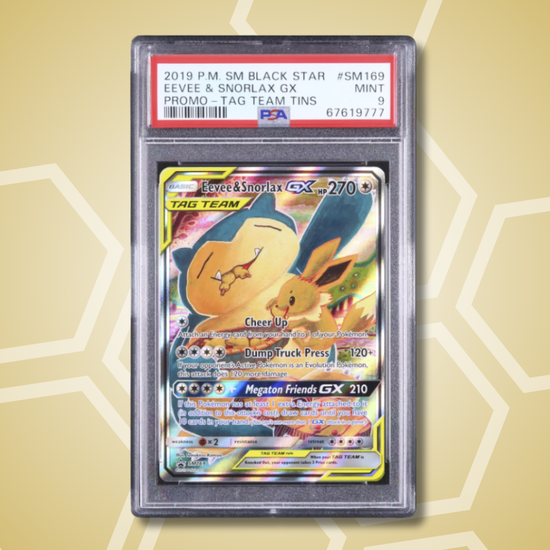 2019 Pokemon Eevee & Snorlax GX Promo FA SA Power Partnership Tin #SM169 PSA 9