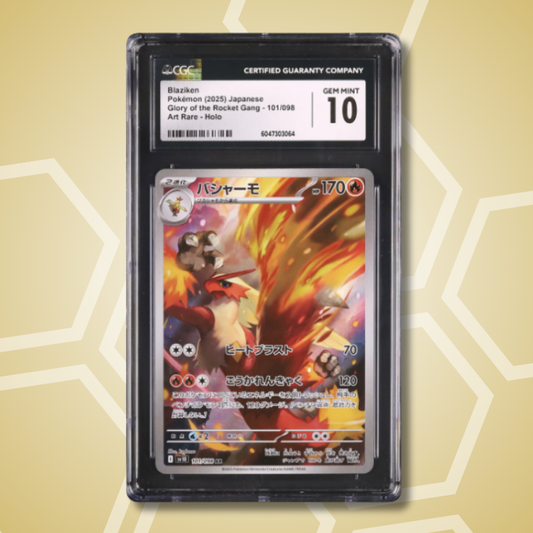 2025 Pokemon Japanese Blaziken AR Glory of Team Rocket #101 CGC 10