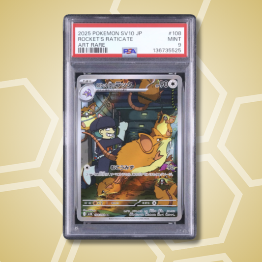 2025 Pokemon Japanese Rocket’s Raticate AR Glory of Team Rocket SV10 #108 PSA 9