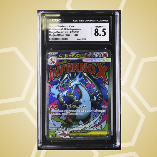 2025 Pokémon Japanese Mega Dream ex #223/193 Mega Charizard X ex Mega Attack Rare Holo CGC 8